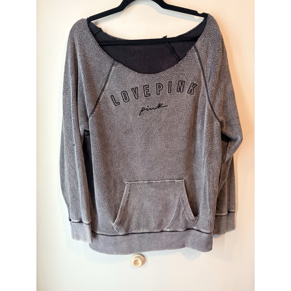 PINK Victoria's Secret Sherpa Terry Sweatshirt Womens Large Y2K Lounge